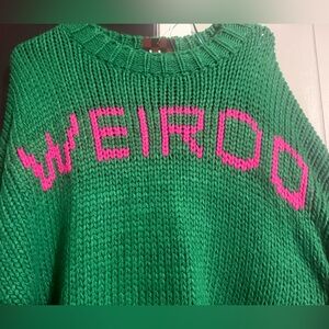 Dressed in LALA Green and Pink 'Weirdo' Sweater